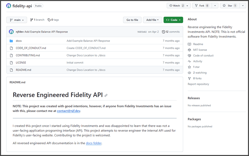 fidelity unofficial api